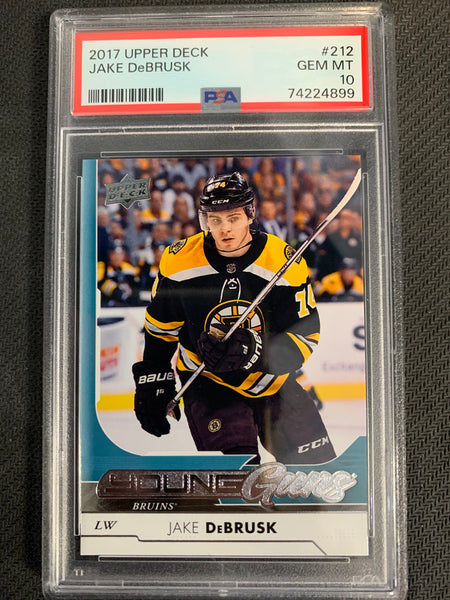 2017-18 UPPER DECK HOCKEY #212 BOSTON BRUINS - JAKE DEBRUSK YOUNG GUNS ROOKIE CARD GRADED PSA 10 GEM MINT