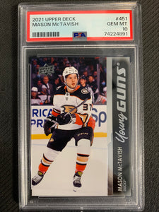 2021-22 UPPER DECK S2 HOCKEY #451 ANAHEIM DUCKS - MASON MCTAVISH YOUNG GUNS ROOKIE CARD GRADED PSA 10 GEM MINT