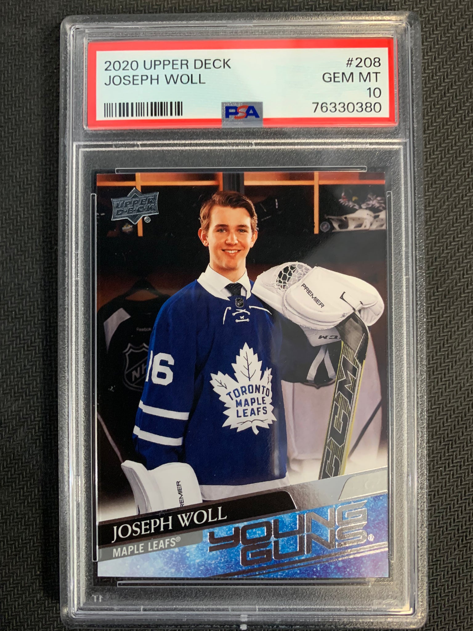 2020-21 UPPER DECK HOCKEY #208 - TORONTO MAPLE LEAFS - JOSEPH WOLL YOUNG GUNS ROOKIE GRADED PSA 10 GEM MINT