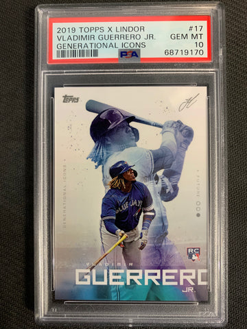 2019 TOPPS X LINDOR BASEBALL #17 TORONTO BLUE JAYS - VLADIMIR GUERRERO JR GENERATIONAL ICONS ROOKIE GRADED PSA 10 GEM MINT