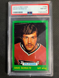 1973-74 O-PEE-CHEE HOCKEY #166 PHILADELPHIA FLYERS - DAVE SCHULTZ ROOKIE CARD GRADED PSA 8 NM-MT