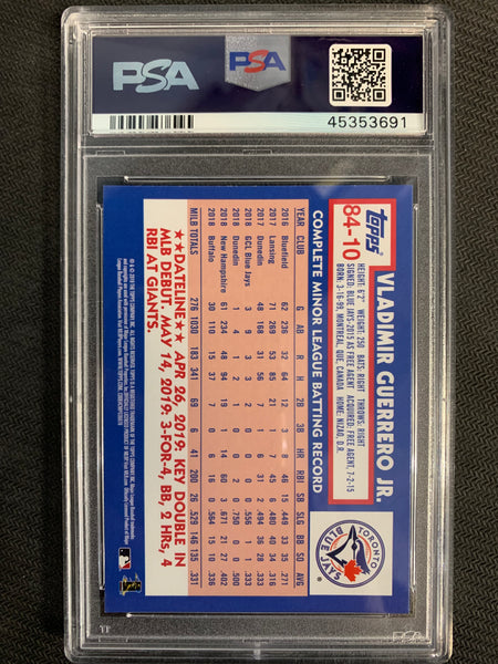 2019 TOPPS UPDATE BASEBALL #84-10 TORONTO BLUE JAYS - VLADIMIR GUERRERO JR TOPPS 84 ROOKIE GRADED PSA 10 GEM MINT