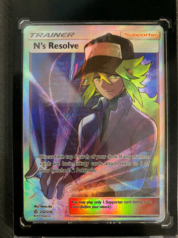 2019 POKEMON COSMIC ECLIPSE - N'S RESOLVE FULL ART TRAINER 232/236 - MINT CONDITION!