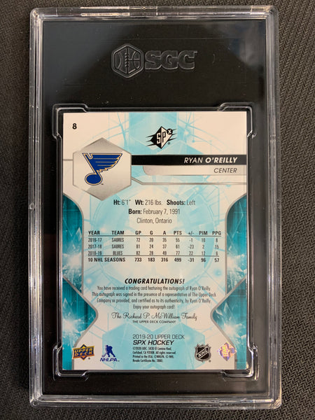 2019-20 UPPER DECK SPX HOCKEY #8 ST.LOUIS BLUES - RYAN O'REILLY AUTOGRAPH GRADED SGC 9.5 /10 AUTO