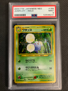 2000 POKEMON JAPANESE NEO GENESIS JUMPLUFF HOLO RARE - #189 GRADED PSA 9 MINT