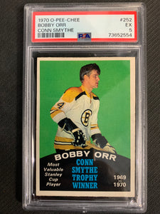 1970-71 O-PEE-CHEE HOCKEY #252 BOSTON BRUINS - BOBBY ORR CONN SMYTHE TROPHY CARD GRADED PSA 5 EX