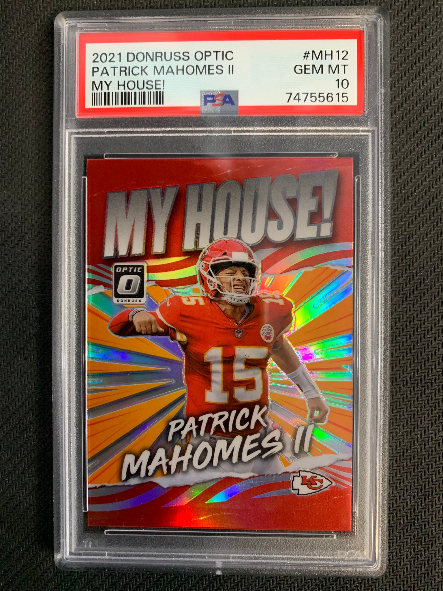 2021 DONRUSS OPTIC FOOTBALL #MH-12 KANSAS CITY CHIEFS - PATRICK MAHOMES MY HOUSE PRIZM GRADED PSA 10 GEM MINT