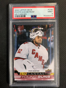 2022-23 UPPER DECK HOCKEY #C92 CAROLINA HURRICANES - PYOTR KOCHETKOV CANVAS YOUNG GUNS ROOKIE GRADED PSA 9 MINT