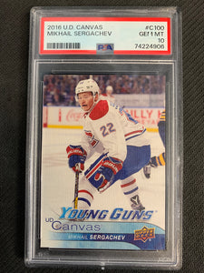 2016-17 UPPER DECK HOCKEY #C100 MONTREAL CANADIENS - MIKHAIL SERGACHEV CANVAS YOUNG GUNS ROOKIE CARD GRADED PSA 10 GEM MINT