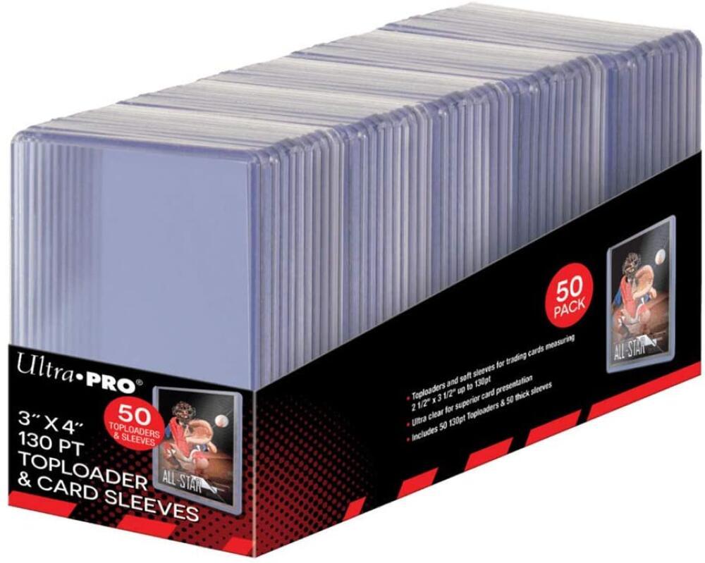 ULTRA PRO TOPLOADER 3 X 4 130PT CARD HOLDERS 50 COUNT WITH PENNY SLEEVES INCL