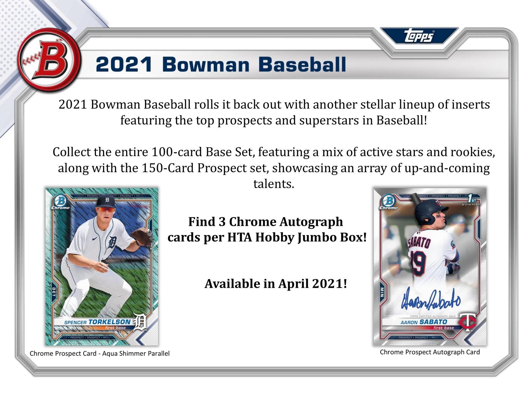 2021 BOWMAN MLB BASEBALL JUMBO HOBBY BOX SINGLE PACKS