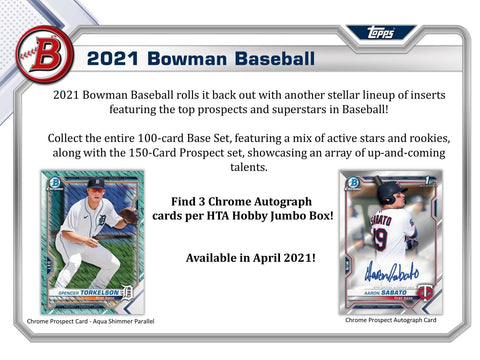 2021 BOWMAN MLB BASEBALL JUMBO HOBBY BOX SINGLE PACKS