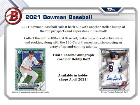 2021 BOWMAN BASEBALL HOBBY BOX SINGLE PACKS