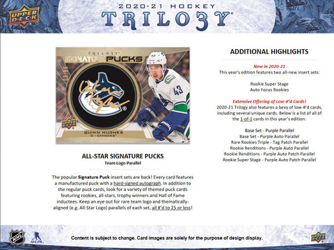2020-21 UPPER DECK TRILOGY HOCKEY HOBBY BOXES