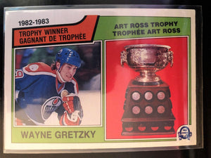 1983-84 O-PEE-CHEE HOCKEY #204 EDMONTON OILERS - WAYNE GRETZKY ART ROSS TROPHY WINNER CARD RAW