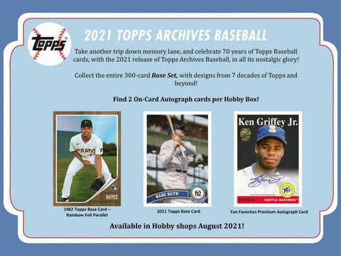 2021 TOPPS ARCHIVES BASEBALL HOBBY BOX SINGLE PACKS - NEW!