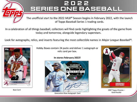 2022 TOPPS BASEBALL SERIES 1 JUMBO HOBBY BOXES - NEW!