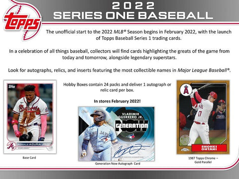 2022 TOPPS BASEBALL SERIES 1 HOBBY BOXES - NEW!