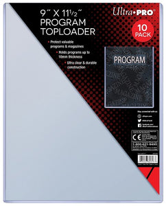 ULTRA PRO 9" x 11.5" PROGRAM TOPLOADER - HOLDS PROGRAMS UP TO 10 MM THICK