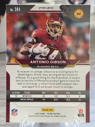 2019-20 PANINI PRIZM FOOTBALL #384 WASHINGTON REDSKINS - ANTONIO GIBSON ROOKIE CARD RAW