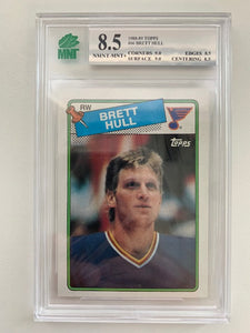 1988-89 TOPPS HOCKEY #66 ST. LOUIS BLUES - BRETT HULL ROOKIE CARD GRADED MNT 8.5 NMNT-MNT+