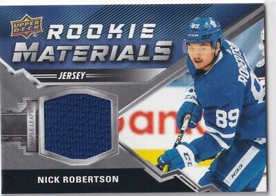 2020-21 UPPER DECK SERIES 2 HOCKEY #RM-NR TORONTO MAPLE LEAFS - NICK ROBERTSON ROOKIE MATERIALS JERSEY CARD