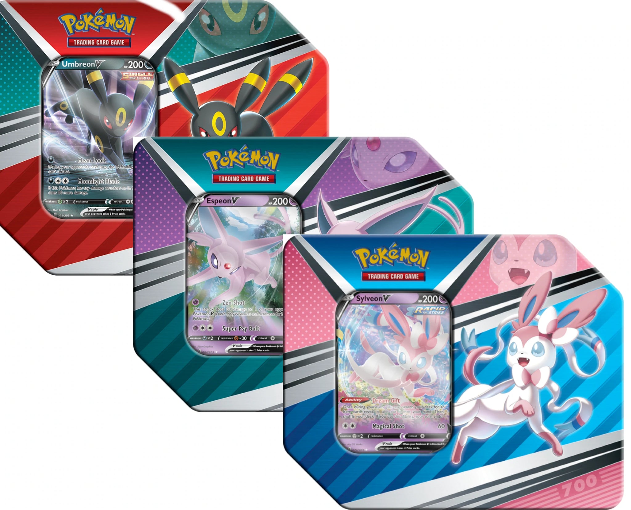 2022 POKEMON V HEROES TINS SET OF 3 (UMBREON, ESPEON, SYLVEON) - BRAND NEW!