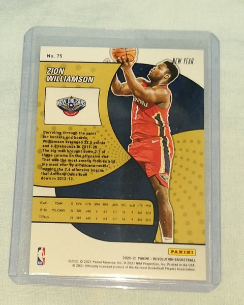 2020-2021 PANINI REVOLUTION NBA BASKETBALL #75 NEW ORLEANS PELICANS - ZION WILLIAMSON CNY CRACKED ICE PARALLEL CARD
