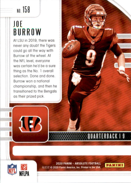 2020-21 PANINI ABSOLUTE FOOTBALL #158 CINCINNATI BENGALS - JOE BURROW BASE ROOKIE CARD RAW