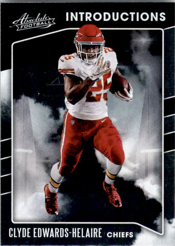 2019-20 PANINI ABSOLUTE FOOTBALL #I-CEH KANSAS CITY CHIEFS - CLYDE EDWARDS-HELAIRE ROOKIE INTRODUCTIONS CARD RAW