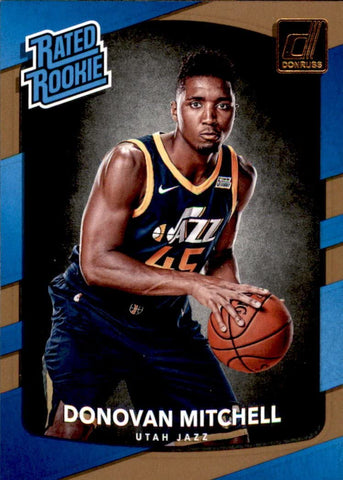 2017-18 PANINI DONRUSS BASKETBALL #188 UTAH JAZZ - DONOVAN MITCHELL RATED ROOKIE CARD RAW