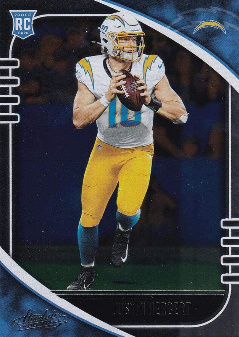 2020-21 PANINI ABSOLUTE FOOTBALL #167 LOS ANGELES CHARGERS - JUSTIN HERBERT ROOKIE CARD RAW