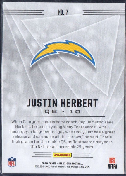 2020-21 PANINI ILLUSIONS FOOTBALL #7 LOS ANGELES CHARGERS - JUSTIN HERBERT ROOKIE CARD RAW