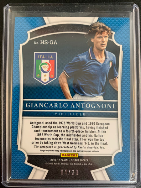 2016-2017 PANINI SELECT SOCCER #HS-GA - ITALIA - GIANCARLO ANTOGNONI HISTORIC SIGNATURES AUTOGRAPH NUMBERED 04/30