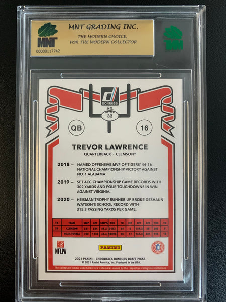 2021 PANINI CHRONICLES DRAFT PICKS FOOTBALL #32 JACKSONVILLE JAGUARS - TREVOR LAWRENCE DONRUSS ROOKIE CARD GRADED MNT 9.5 GEM MINT