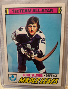 1977-78 O-PEE-CHEE HOCKEY #140 TORONTO MAPLE LEAFS - BORJE SALMING ALL-STAR CARD RAW