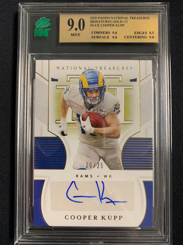 2020 PANINI NATIONAL TREASURES FOOTBALL #S-CK LOS ANGELES RAMS - COOPER KUPP GOLD SIGNATURES NUMBERED 20/25 GRADED MNT 9.0 MINT , 9.5 AUTO