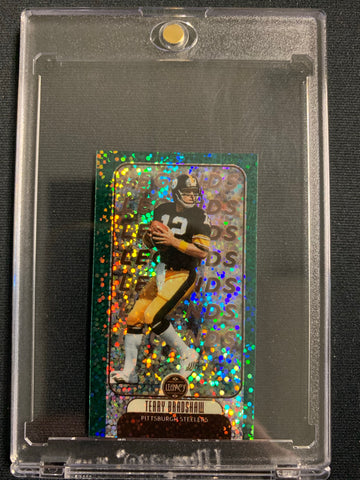 2021 PANINI LEGACY NFL FOOTBALL #135 PITTSBURGH STEELERS - TERRY BRADSHAW GREEN DISCO PRIZM MINI CARD NUMBERED 3/3