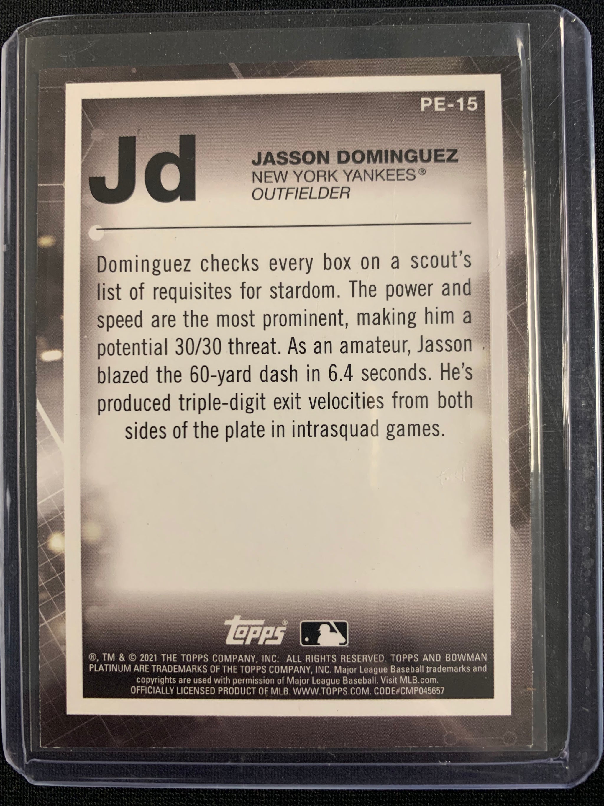 2021 BOWMAN PLATINUM BASEBALL #PE-15 NEW YORK YANKEES - JASSON 