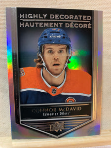 2019-20 TIM HORTONS HOCKEY #HD-15 EDMONTON OILERS - HIGHLY DECORATED CONNOR MCDAVID CARD RAW