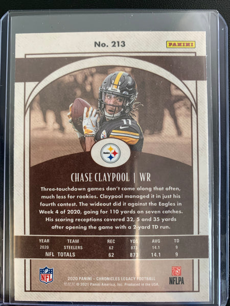 2020 PANINI CHRONICLES LEGACY FOOTBALL #213 PITTSBURGH STEELERS - CHASE CLAYPOOL ROOKIE CARD