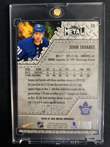 2020-21 UD SKYBOX METAL UNIVERSE HOCKEY #25 TORONTO MAPLE LEAFS -JOHN TAVARES PRECIOUS METAL GEMS NUMBERED 017/100