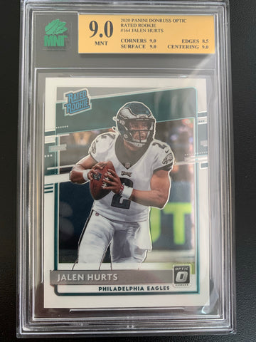 2020 PANINI DONRUSS OPTIC FOOTBALL #164 PHILADELPHIA EAGLES -JALEN HURTS RATED ROOKIE CARD GRADED MNT 9.0 MINT