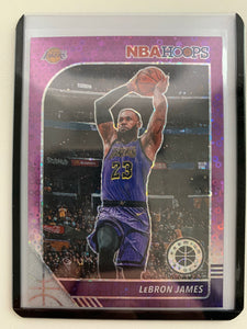 2020-2021 PANINI HOOPS NBA BASKETBALL #87 LOS ANGELES LAKERS - LEBRON JAMES PURPLE DISCO PARALLEL CARD