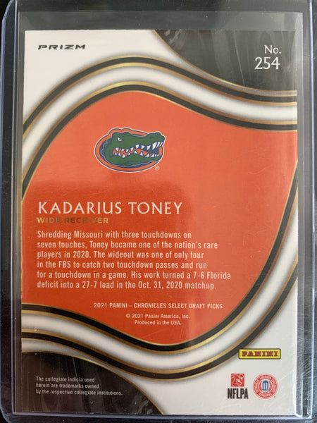2021 PANINI CHRONICLES DRAFT PICKS FOOTBALL #254 NEW YORK GIANTS - KADARIUS TONEY SELECT GREEN PRIZM PARALLEL ROOKIE CARD