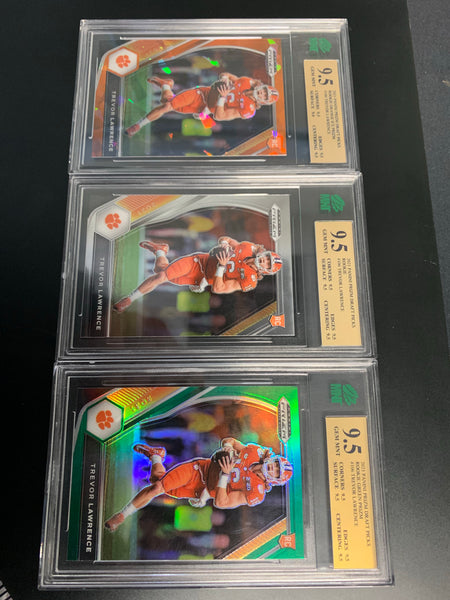 2021 PRIZM DRAFT PICKS FOOTBALL GRADED LOT - TREVOR LAWRENCE GRADED ROOKIE CARD COLLECTION (3)