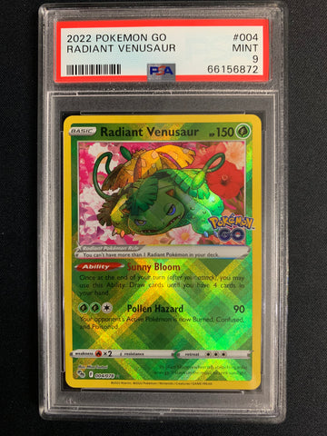 2022 POKEMON GO TCG RADIANT VENUSAUR HOLO RARE #004/078 - GRADED PSA 9 MINT