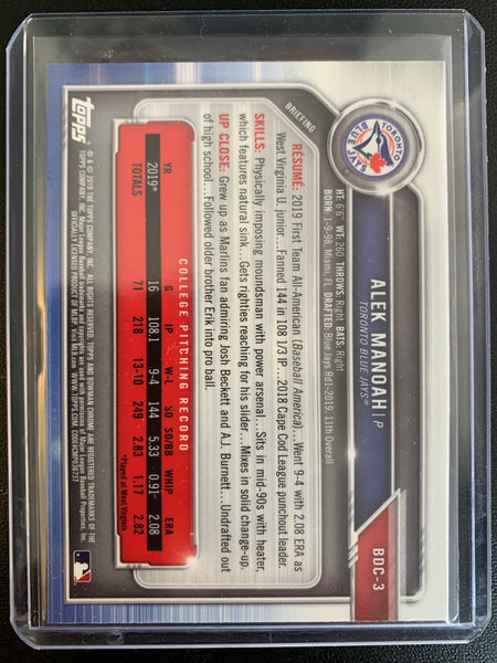 2019 BOWMAN DRAFT CHROME BASEBALL #BDC-3 TORONTO BLUE JAYS - ALEK MANOAH BOWMAN CHROME 1ST ROOKIE CARD