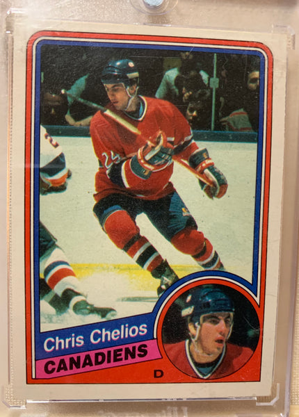 1984-85 O-PEE-CHEE HOCKEY #259 MONTREAL CANADIENS - CHRIS CHELIOS ROOKIE CARD RAW