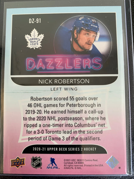 2020-21 UPPER DECK HOCKEY #DZ-91 TORONTO MAPLE LEAFS - NICK ROBERTSON GREEN DAZZLERS